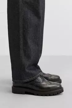 Кожаные ботинки с подошвой ZARA, черный