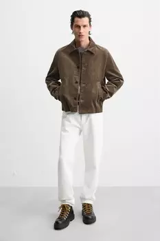 Кожаные ботинки со шнуровкой ZARA, коричневый