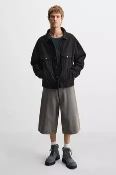 Кожаные ботинки со шнуровкой ZARA, серый