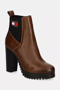 Кожаные ботинки TJW NEW ESS HIGH HEEL BOOT Tommy Jeans, коричневый