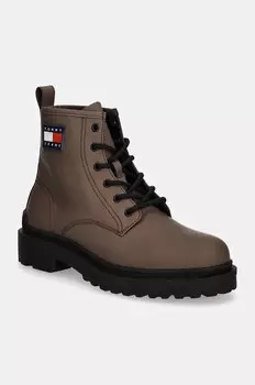 Кожаные ботинки Tommy Jeans TJM LEATHER LACE UP BOOT, коричневый