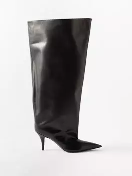 Кожаные ботинки wader 90 до колена Balenciaga, черный