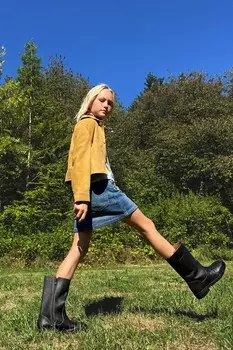 Кожаные ботинки ZARA, черный