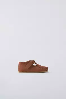 Кожаные ботинки ZARA, коричневый