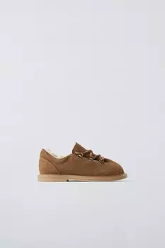 Кожаные ботинки ZARA, песочно-коричневый