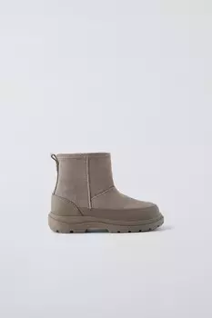 Кожаные ботинки ZARA, серо-коричневый