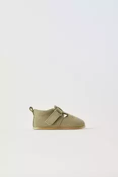 Кожаные ботинки ZARA, зеленый