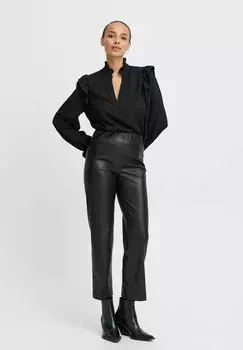 Кожаные брюки b.young, черный