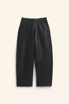 Кожаные брюки balloon fit ZARA, антрацитово-серый