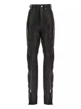 Кожаные брюки Bolan Banana с высокой талией и молнией Rick Owens, черный