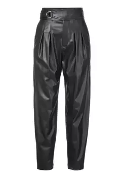 Кожаные брюки BOSS ORANGE "C_Telary1", с кожаным ремнем, черный