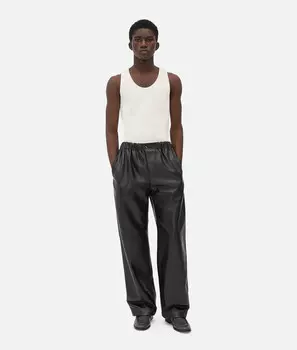 Кожаные брюки Bottega Veneta, черный