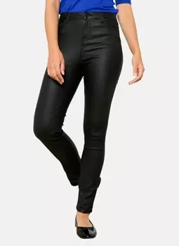 Кожаные брюки COATED SLIMFIT TROUSERS LolaLiza, черный