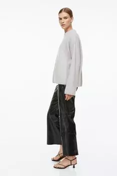 Кожаные брюки H&amp;M, черный