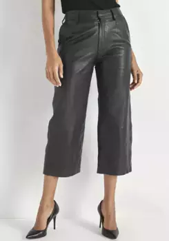 Кожаные брюки HECHTER PARIS, с широкими штанинами, черный