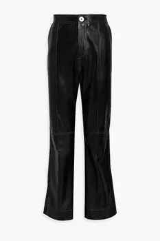 Кожаные брюки-клеш GANNI, черный