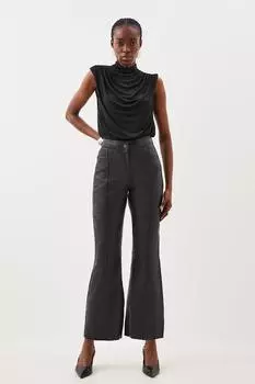 Кожаные брюки-клеш Karen Millen, черный