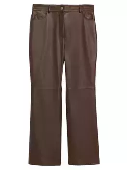 Кожаные брюки-клеш Weekend Max Mara, шоколад