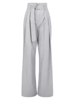 Кожаные брюки-палаццо Adica Iro, серый