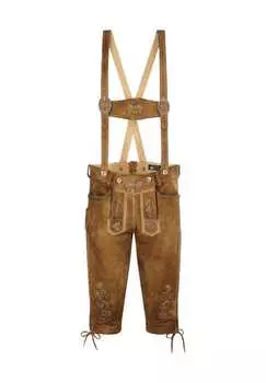 Кожаные брюки подтяжки вышивка Alpenfeeling, цвет gerste