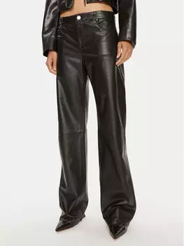 Кожаные брюки прямого кроя 2Ndday, черный