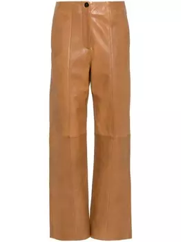 Кожаные брюки прямого кроя Forte Forte, коричневый