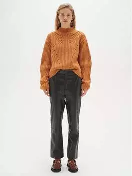 Кожаные брюки прямого кроя Inwear, черный