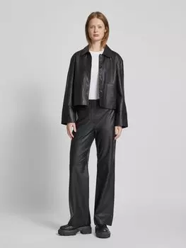 Кожаные брюки прямого кроя из супермягкой овечьей кожи наппа Marc O'Polo, черный