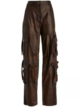 Кожаные брюки прямого покроя ANDREDAMO, коричневый