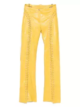 Кожаные брюки с эффектом кракле BLUMARINE, желтый