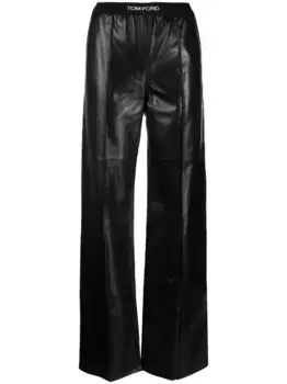 Кожаные брюки с логотипом TOM FORD, черный