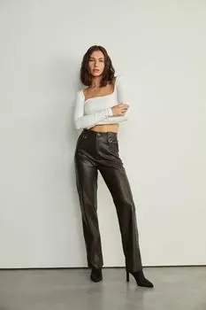 Кожаные брюки с отделкой «птичий глаз» VATKALI, коричневый