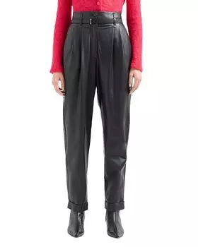 Кожаные брюки с поясом Emporio Armani, черный
