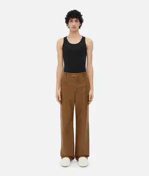 Кожаные брюки с винтажным эффектом Bottega Veneta