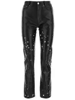 Кожаные брюки с вырезами Durazzi Milano, черный