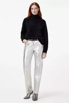 Кожаные брюки SAIGE Allsaints, серебряный