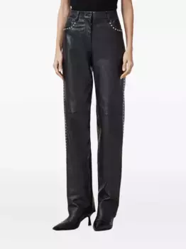 Кожаные брюки Saige с заклепками AllSaints, черный