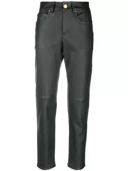 Кожаные брюки узкого кроя Lorena Antoniazzi, зеленый