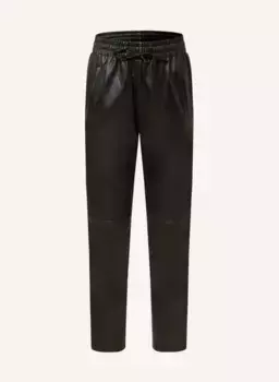 Кожаные брюки в спортивном стиле Oakwood, черный