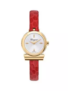 Кожаные часы Ганчино FERRAGAMO, желтый