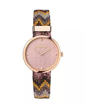 Кожаные часы Missoni M1, мультиколор/розово-золотой/розовый