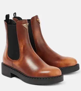 Кожаные челси Prada, Cognac