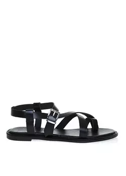 Кожаные черные женские сандалии Fabrika