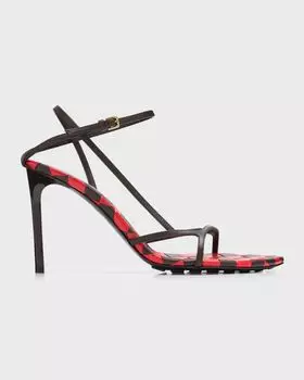 Кожаные двухцветные сандалии с ремешком на щиколотке Bottega Veneta, цвет Fondant Vernis