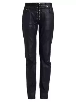 Кожаные джинсы на шнуровке Ludovic De Saint Sernin, черный