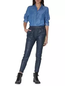 Кожаные джоггеры Walter Baker в полоску tessa, голубой/желтый