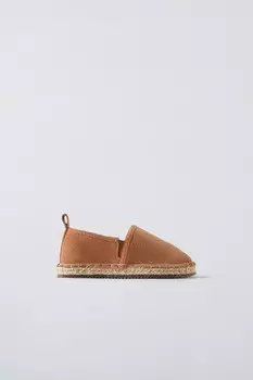 Кожаные джутовые лоферы ZARA, ржаво-оранжевый