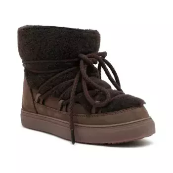 Кожаные фигурные зимние сапоги с добавлением шерсти Inuikii, коричневый