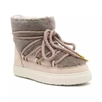 Кожаные фигурные зимние сапоги с добавлением шерсти Inuikii, бежевый