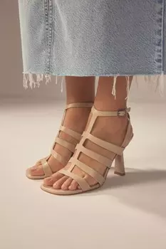 Кожаные фирменные босоножки на высоком каблуке Next, мультиколор